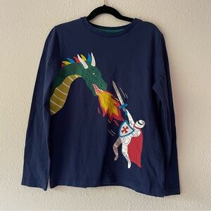 Mini Boden boy’s knight dragon print long sleeve t shirt, size 9-10